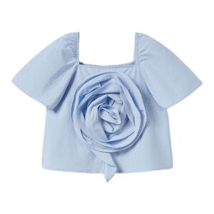 Zara Kids Blue Top with Floral Accent